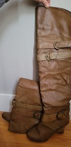 Over the knee camel boots